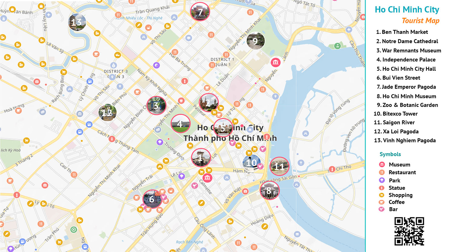 Ho Chi Minh City Tourist Map  Map of Saigon  Vietnam Travel Guide