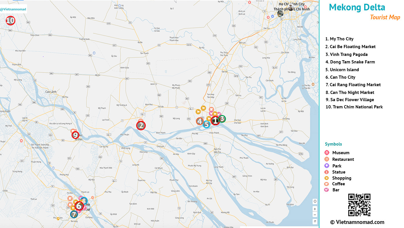 Mekong Delta Attractions Map
