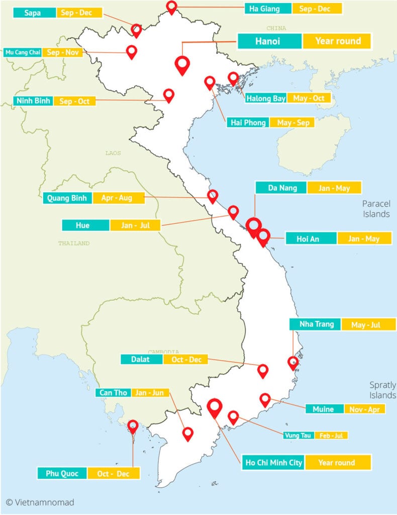 Map of Vietnam Vietnam Regions Travel Map Vietnamnomad