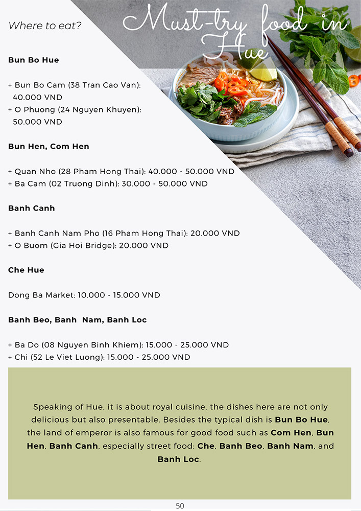 Vietnam travel guide book must try food in Hue