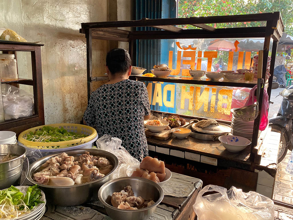 A bowl of hu tieu requires a lot of ingredients and careful preparation.