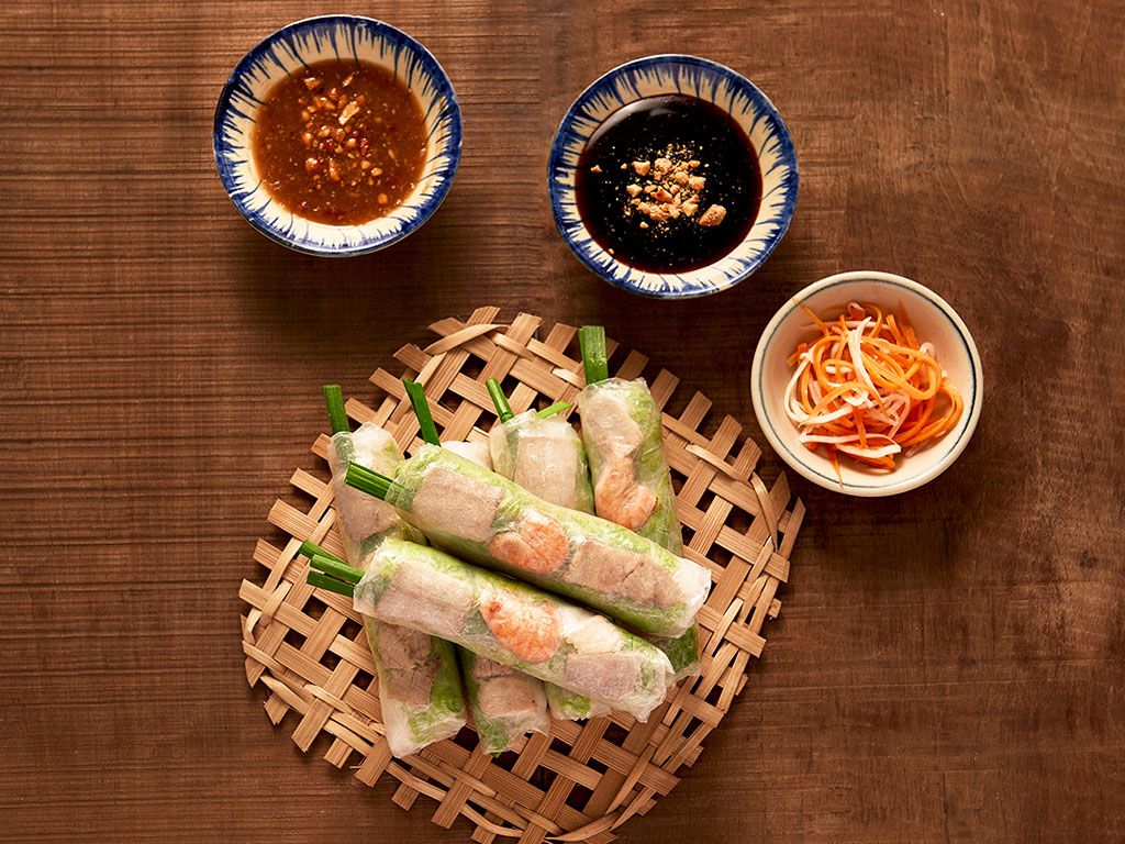 Goi Cuon, Vietnamese rice paper wrappers stuffed with