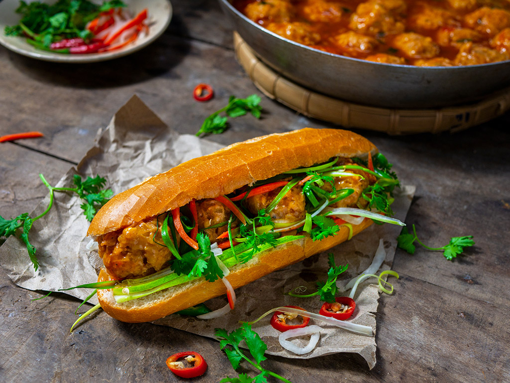 The Vietnamese sandwich is typically eaten in the morning for breakfast because of its filling quality and portability. It’s a perfect energy boost, fueling you for a long day of exploring.