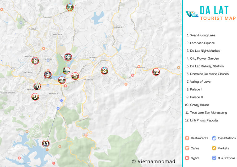 Map of Dalat | Dalat Tourist Map and Travel Guide | Vietnamnomad