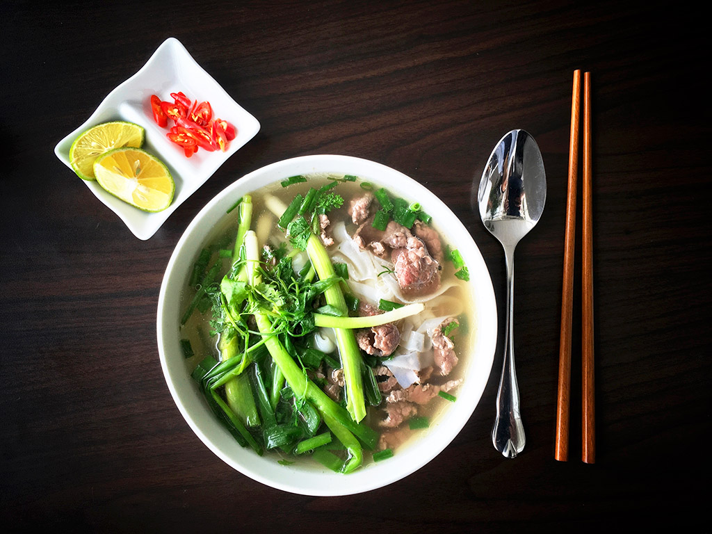 Pho is a pure Vietnamese dish originated from Nam Dinh, transferred from buffalo meat noodle soup into hot beef noodle soup.