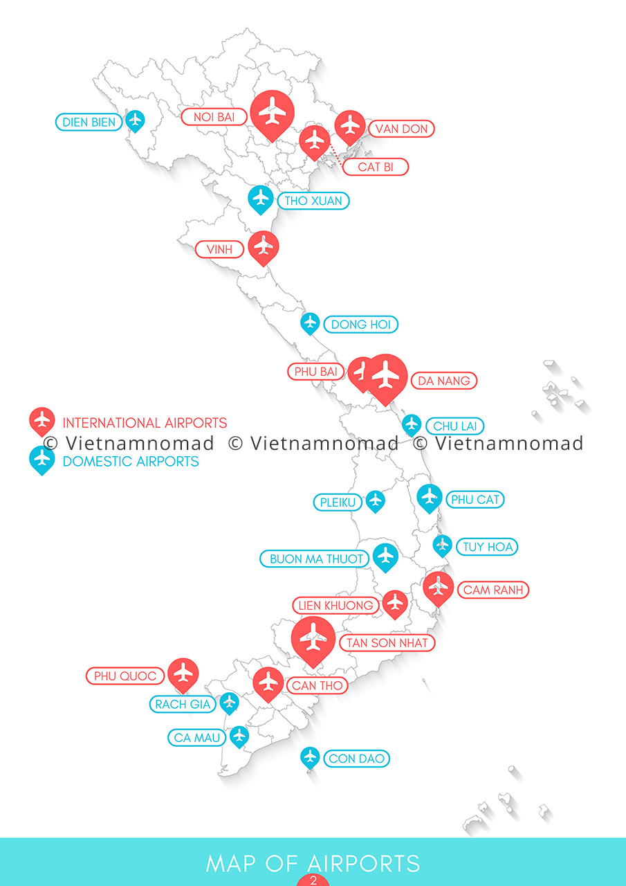 Map of Airports in Vietnam - Vietnam Travel Maps eBook