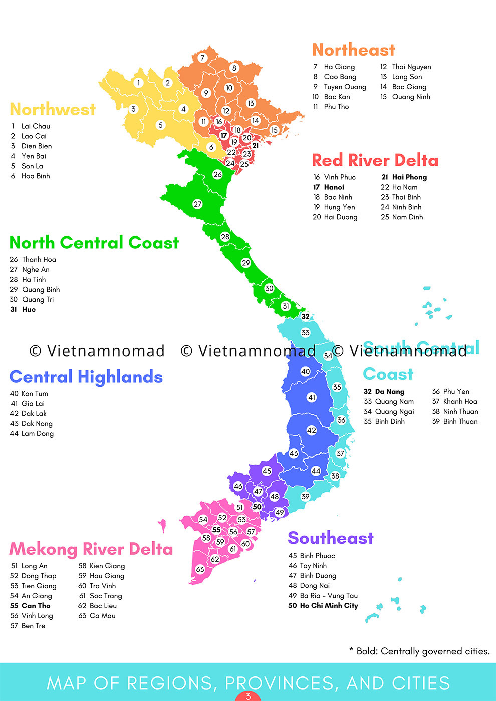 Map of Regions in Vietnam