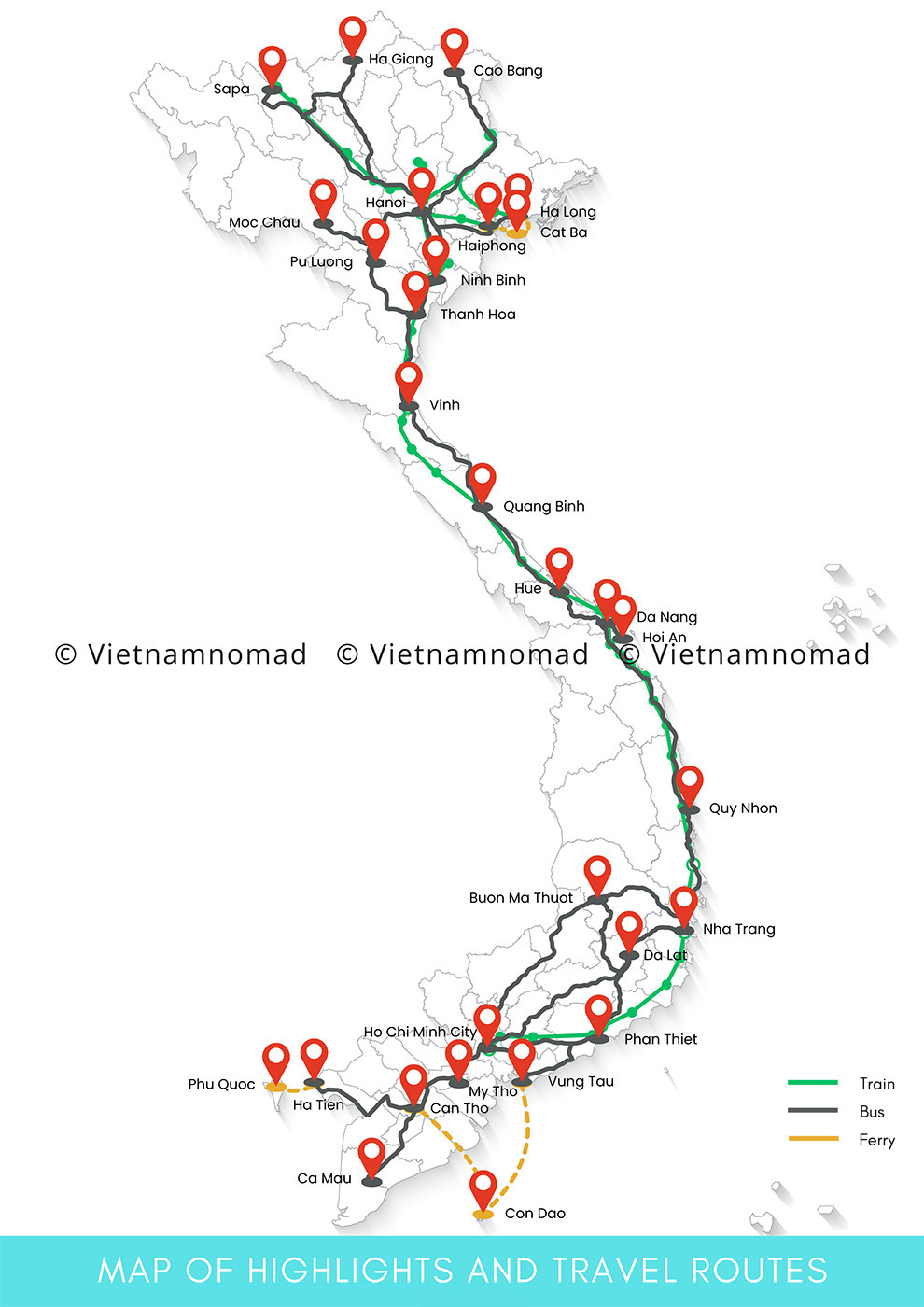 Map of Highlights and Travel Routes