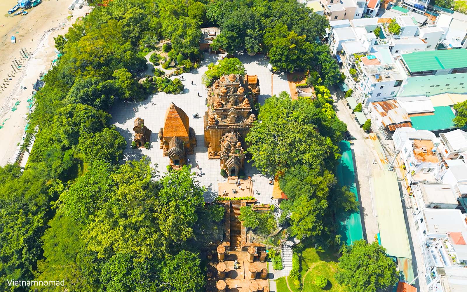 An aerial view of Po Nagar Cham Towers