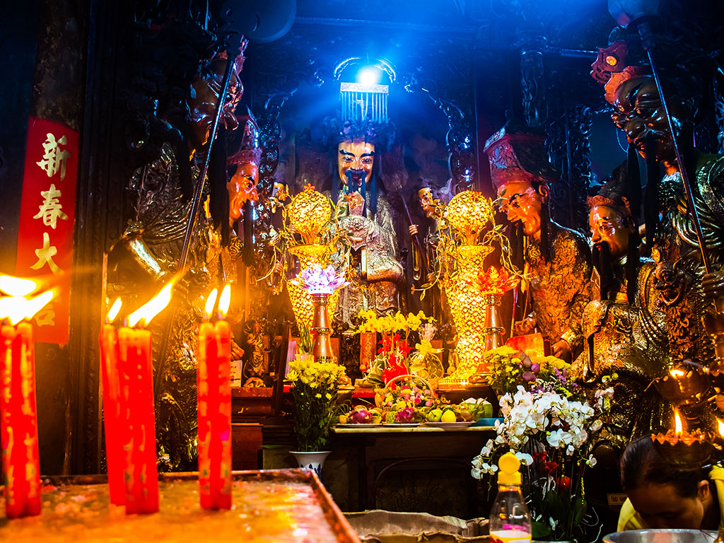 Statue of the Jade Emperor at the Jade Emperor Pagoda in Ho Chi Minh City.