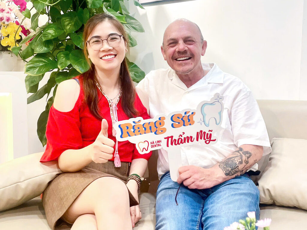 Mr. Tom Flood after his treatment at Ha Linh Dental Clinic.