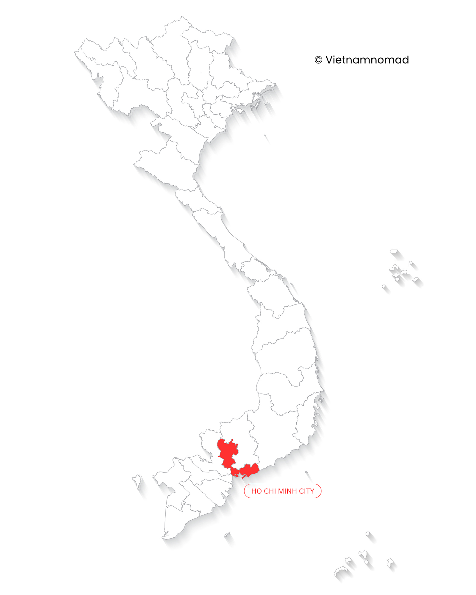 Ho Chi Minh City on the Vietnam map