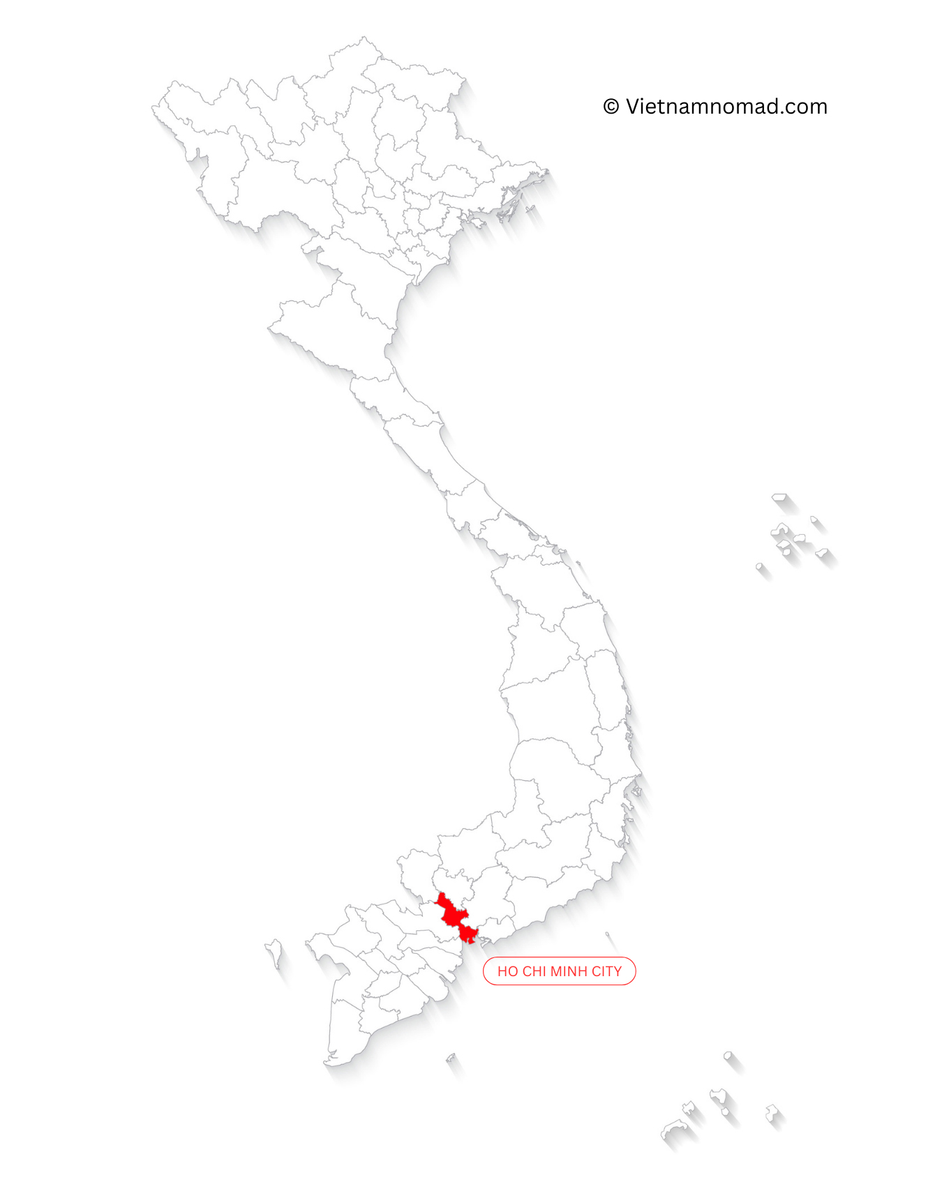 Ho Chi Minh City on the Vietnam map