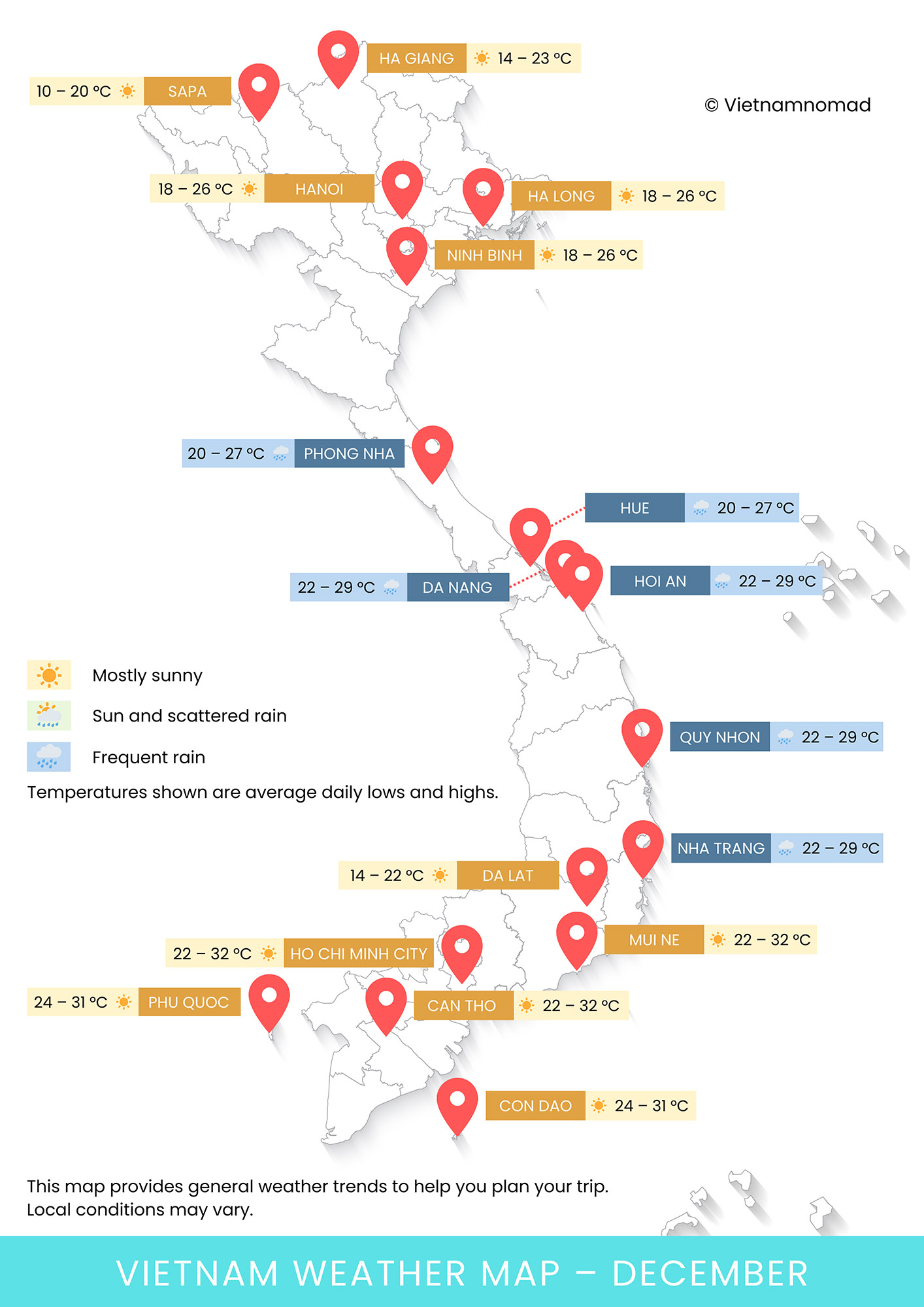 Vietnam Weather Map in December
