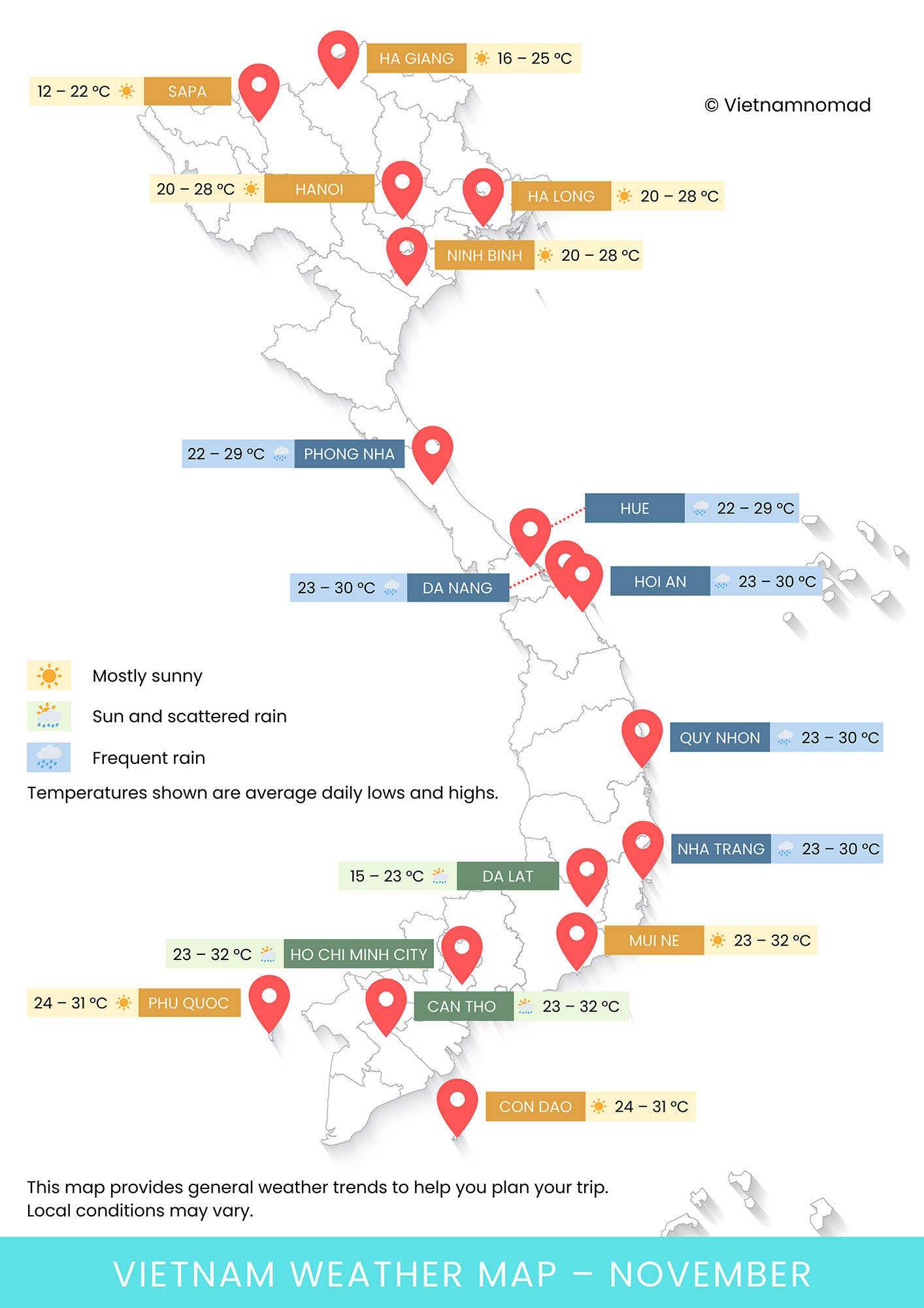 Vietnam Weather Map in November