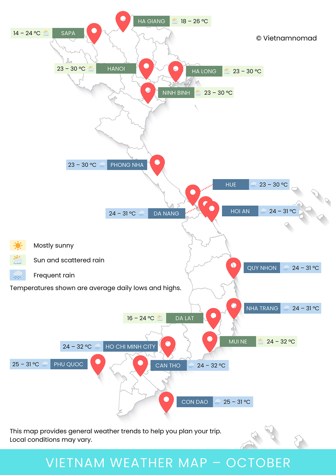Vietnam Weather Map in October